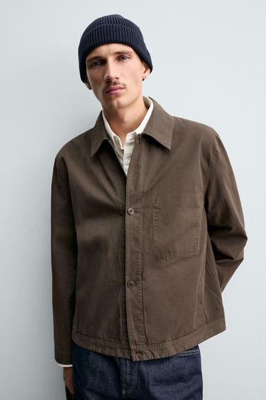 SURCHEMISE DÉLAVÉE REGULAR FIT - Marron de Zara - Image 5