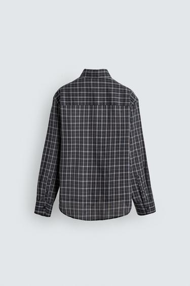 CHECK VOILE SHIRT - Navy blue by Zara - Image 7