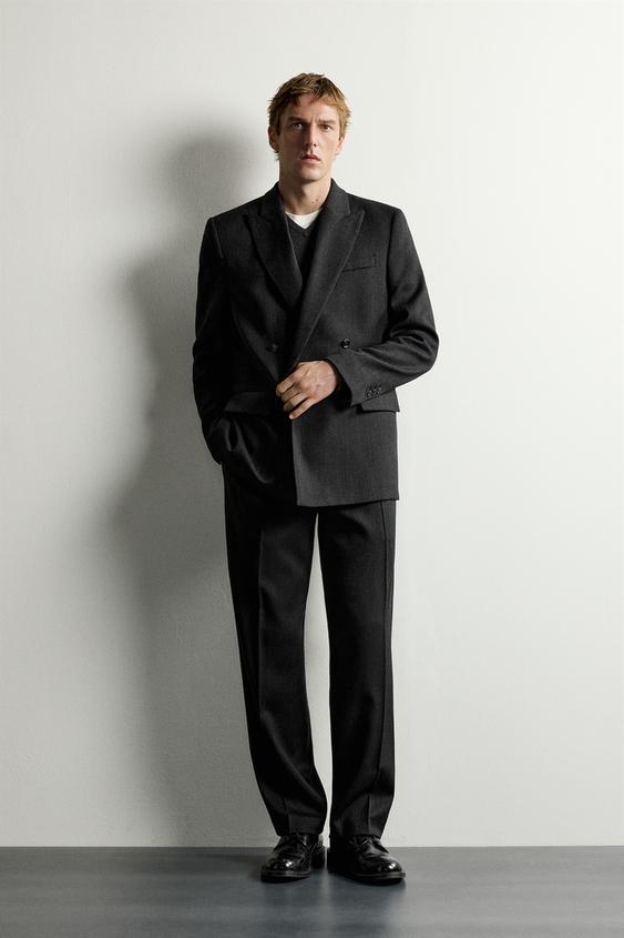 BLAZER COSTUME CROISÉ 100 % LAINE MANTECO® - Gris chiné de Zara - Image 0