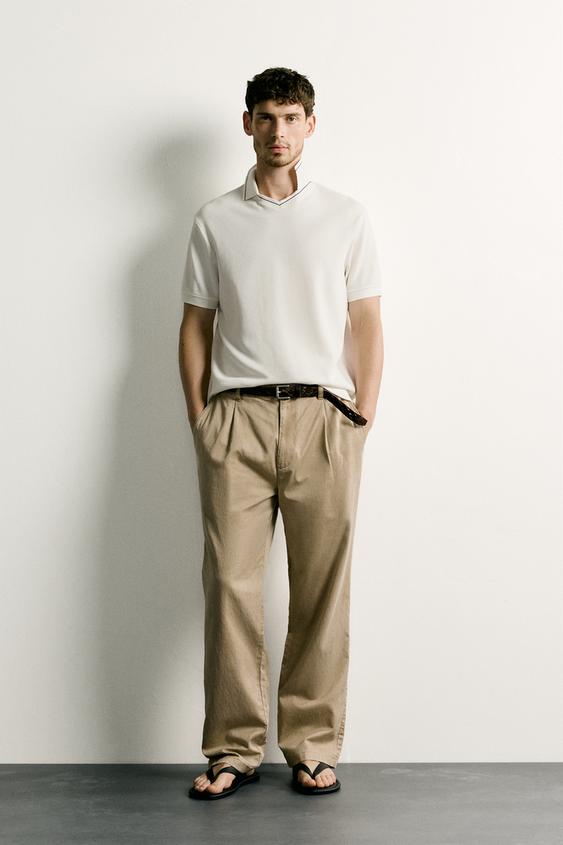 POLO REGULAR FIT CONTRASTE - Blanco roto de Zara - Imagen 0