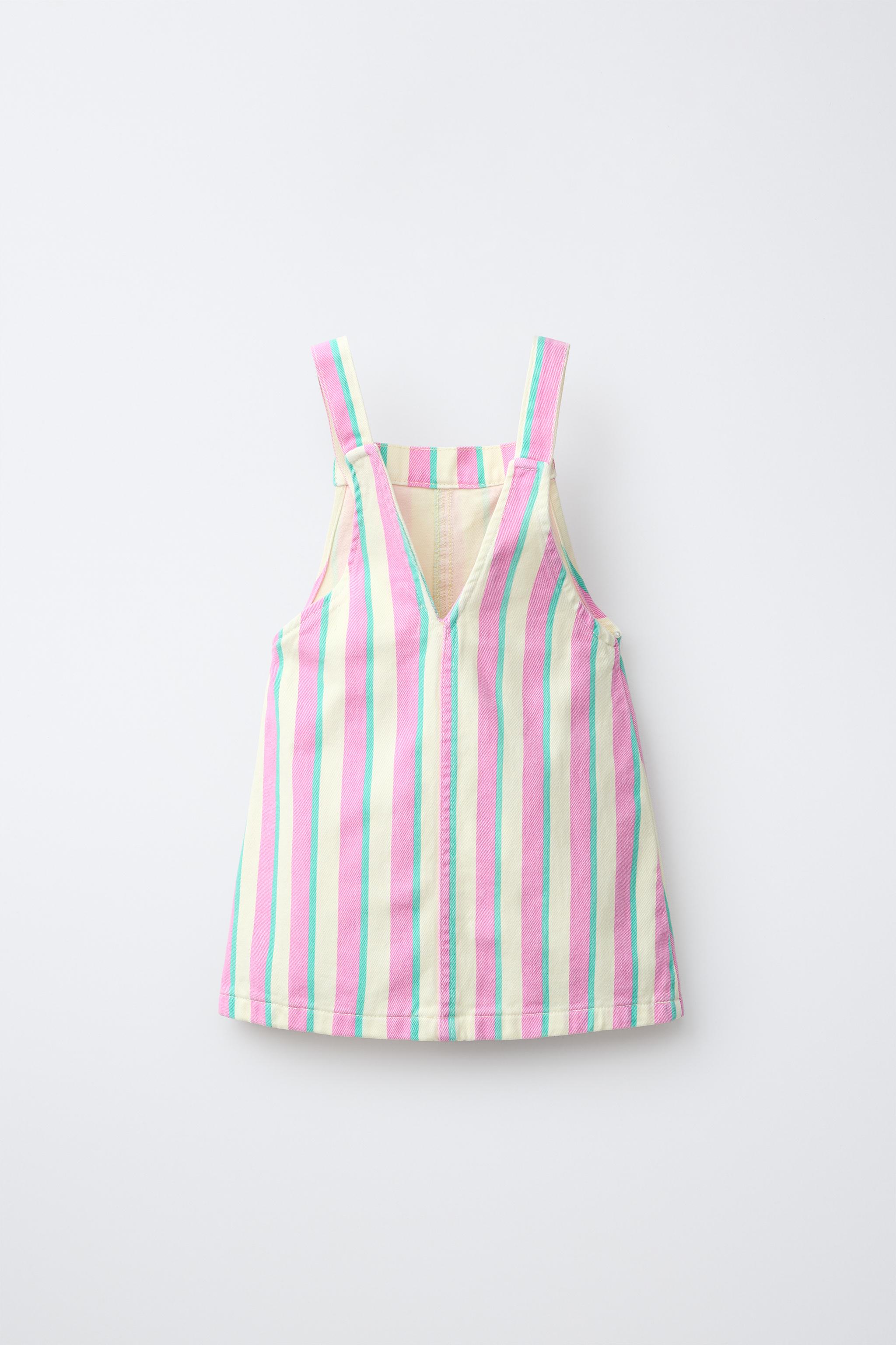 STRIPED SERGE PINAFORE DRESS