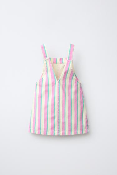 ROBE-SALOPETTE EN SERGÉ À RAYURES - Jaune de Zara - Image 1