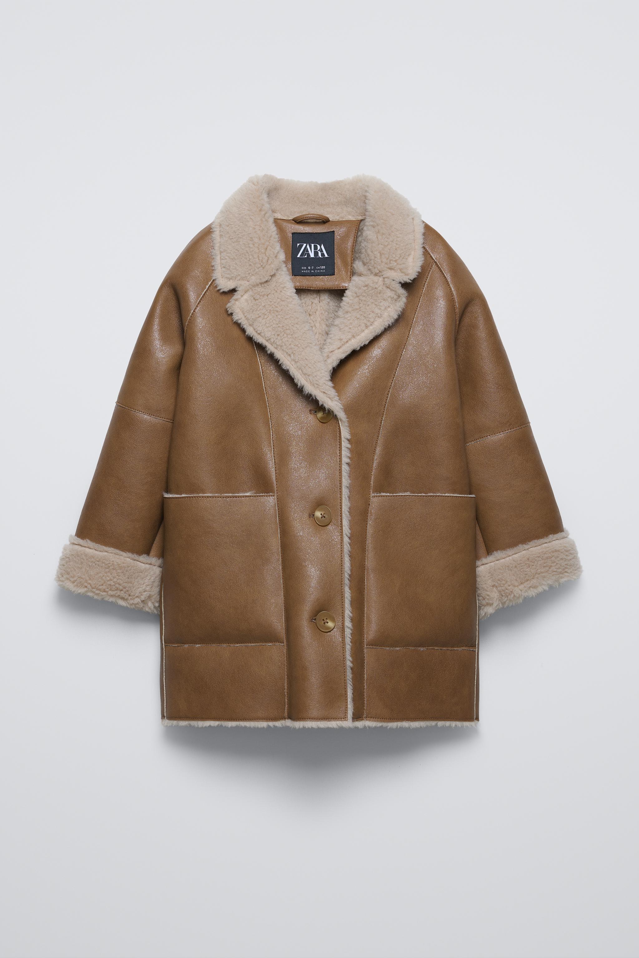 MANTEAU EFFET MOUTON DOUBLE FACE Marron clair ZARA France