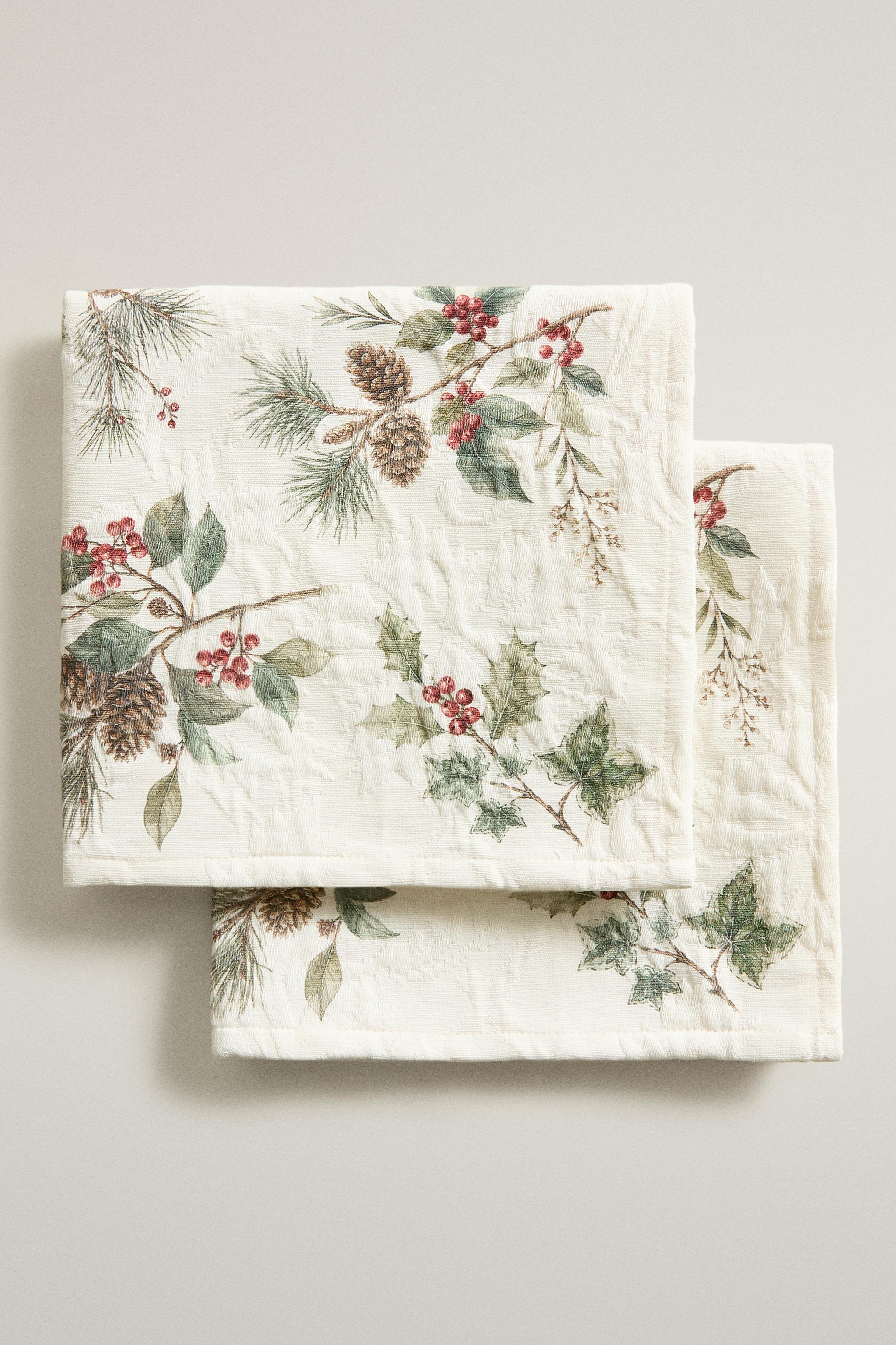 PACK SERVIETTES DE TABLE JACQUARD DE NOËL (LOT DE 2)