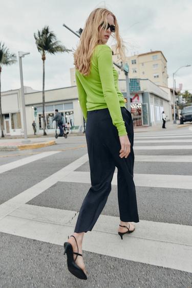 PANTALON TAILLE CROISÉE - Bleu marine de Zara - Image 4