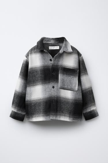 SURCHEMISE À CARREAUX CAPUCHE AMOVIBLE EN MOLLETON - Noir de Zara - Image 1