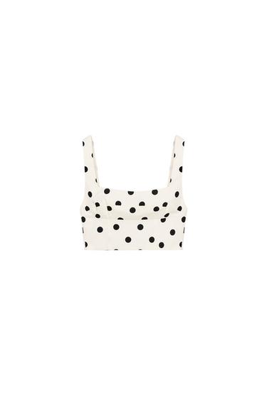 ÁO CROP TOP CHẤM BI - Màu nâu nhạt/Đen từ Zara