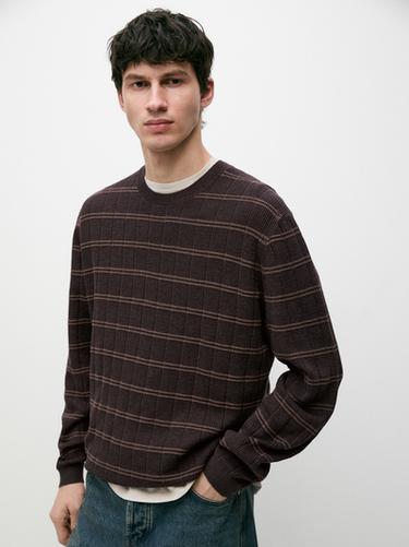 Zara Striped knit crew neck sweater - Mink marl