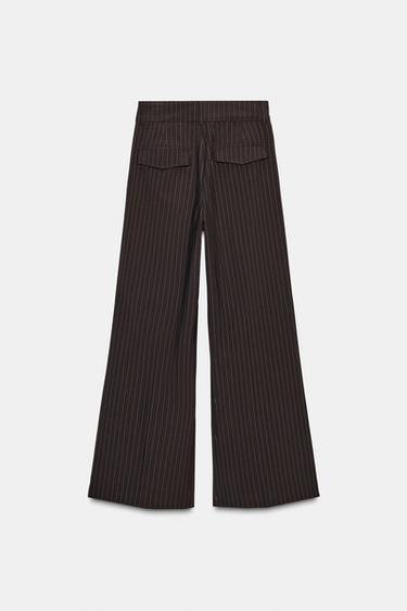 PANTALON À PINCES ET RABATS - Marron / Écru de Zara - Image 5
