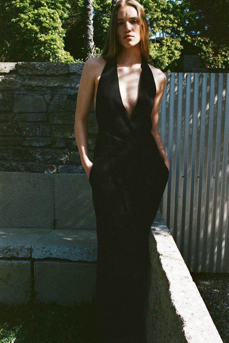 LONG JUMPSUIT WITH OPEN BACK Black ZARA Australia