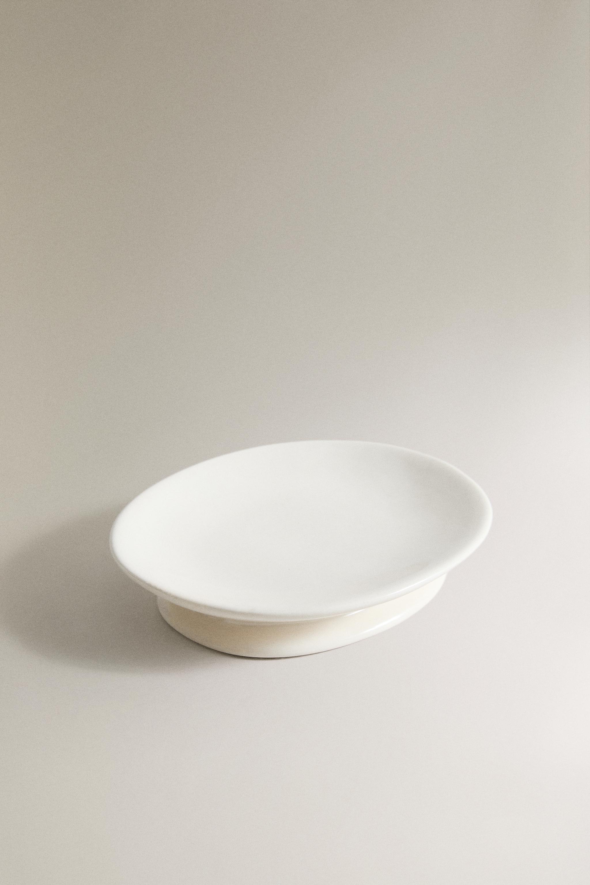 CREAM CERAMIC BATHROOM SOAP DISH — Cream