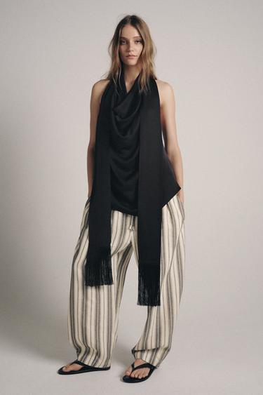 TOP HALTER FOULARD FRANGES ZW COLLECTION - Noir de Zara - Image 5