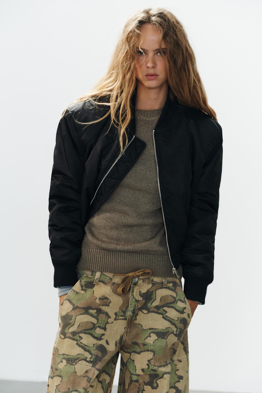 SHORT BOMBER JACKET WITH SHOULDER PADS