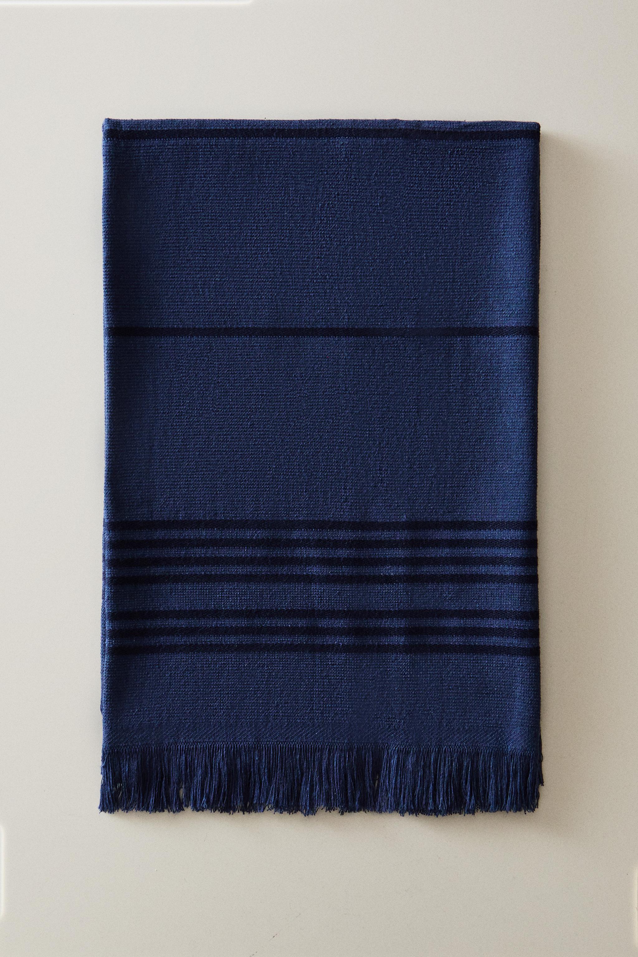 STRIPED COTTON TERRYCLOTH KITCHEN TOWEL — Blue