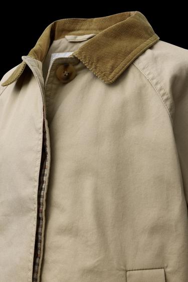 Zara CORDUROY COLLAR TRENCH COAT - Beige
