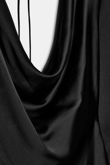 ROBE SATINÉE DÉCOLLETÉ FLUIDE - Noir de Zara - Image 7