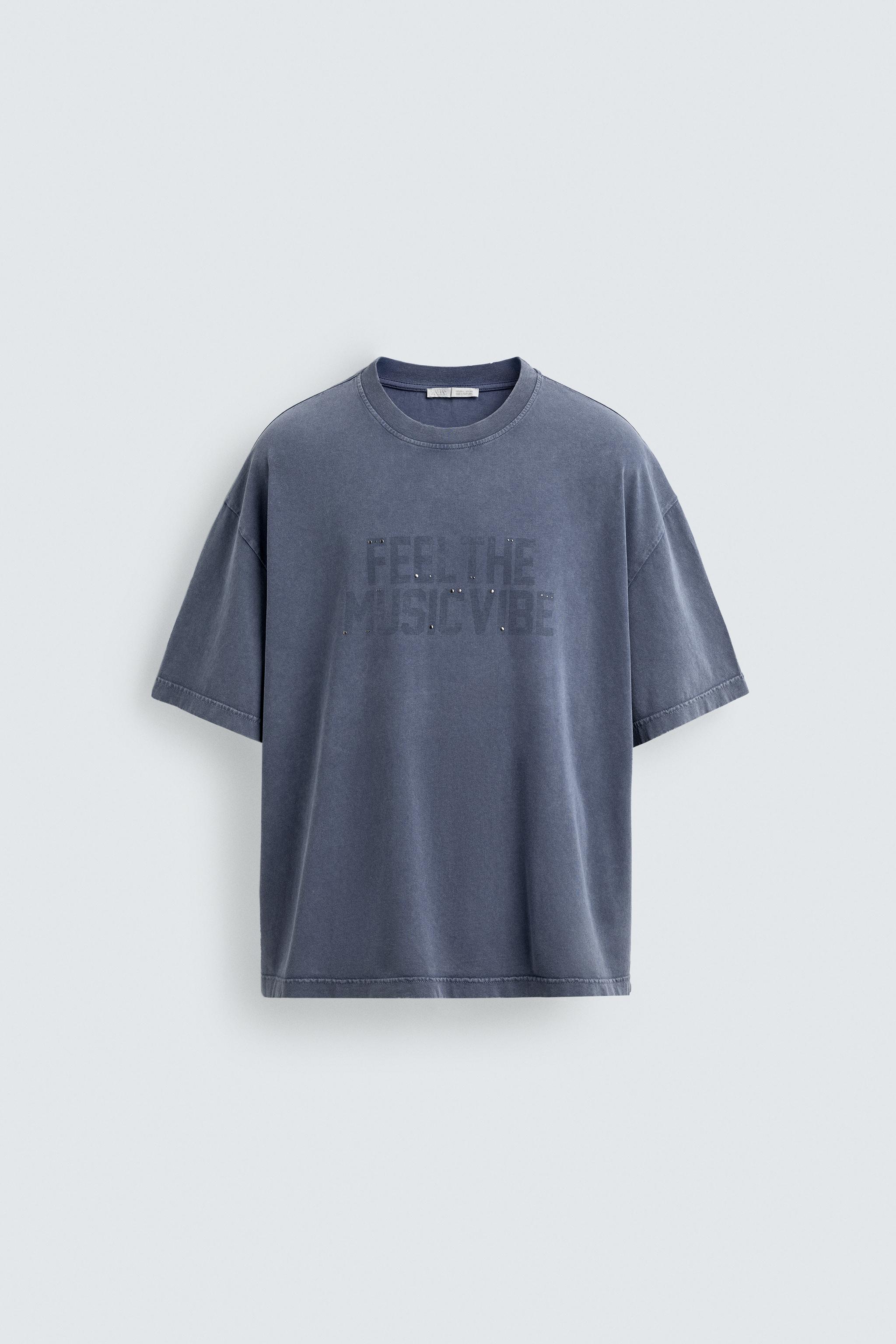 WASHED PRINTED T-SHIRT WITH STUDS