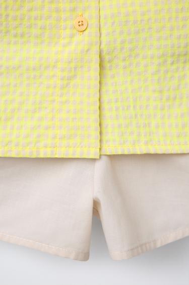 GINGHAM CHECK BERMUDA SKORT - Neon yellow by Zara - Image 3