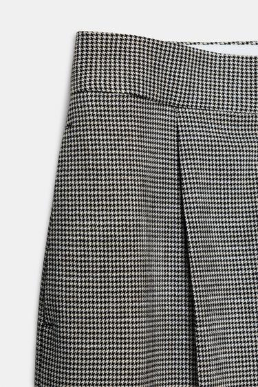 WIDE-LEG HOUNDSTOOTH TROUSERS - Black / Ecru by Zara - Image 8