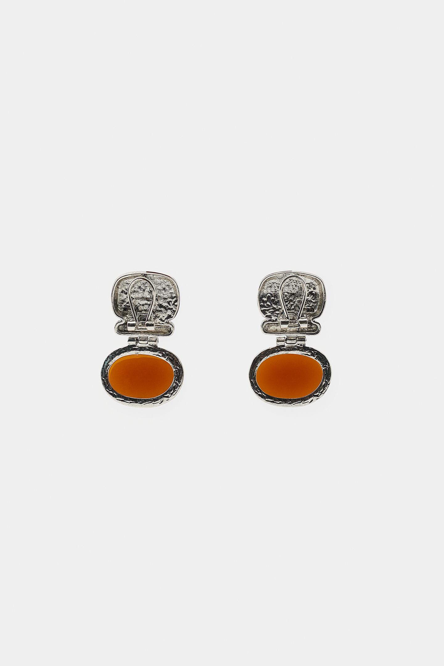Женские серьги Zara Metal with Mixed Stones, цвет: Серебряный — фото 3