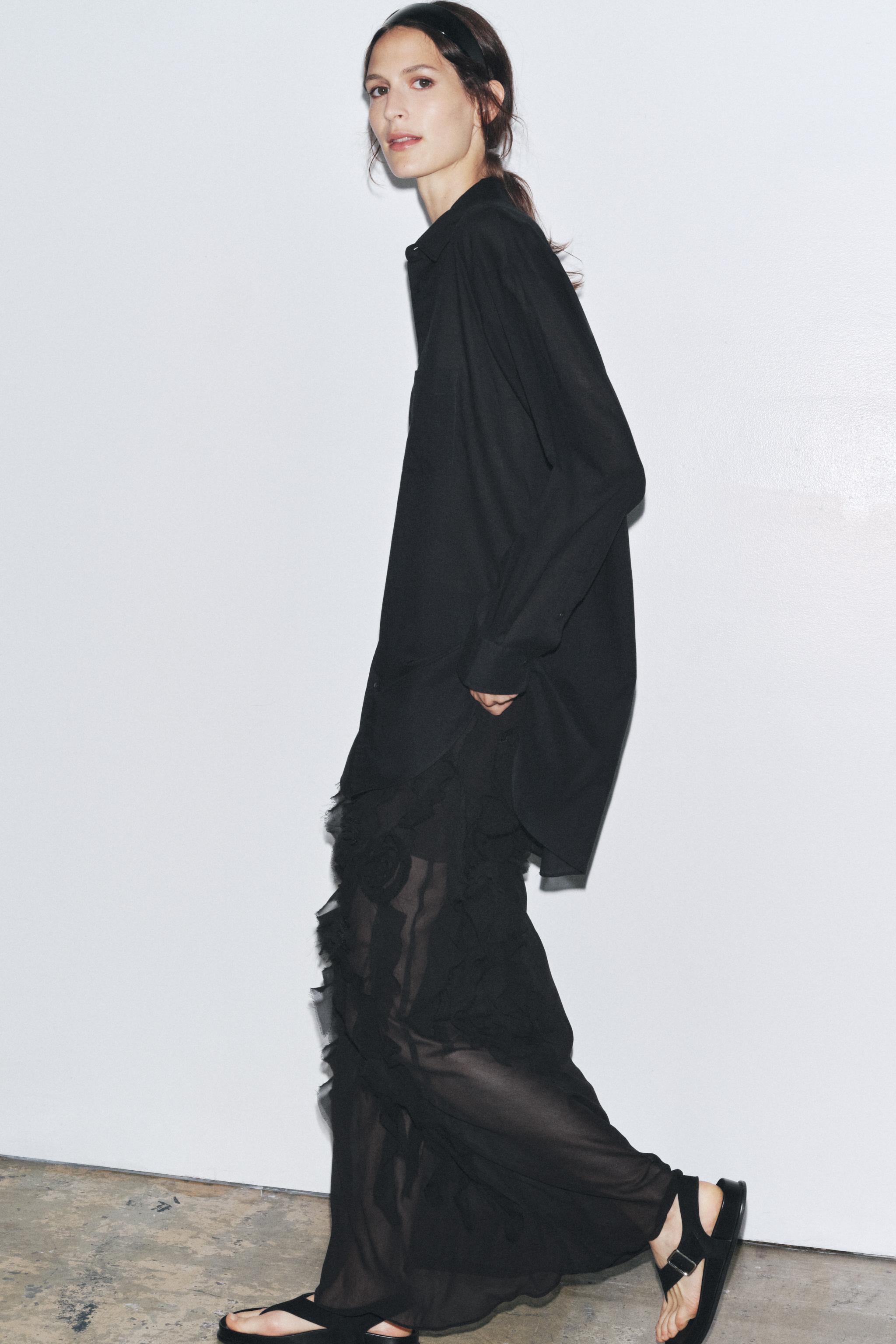 ZARA フローラルエンボス加工ミディスカート 7521/905 07521905800-a3.jpg?ts=
