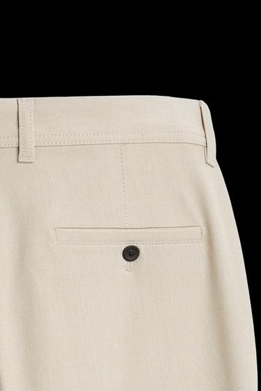 Zara TEXTURED STRETCH CHINO PANTS - Beige