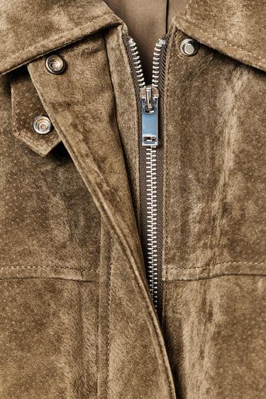 BLOUSON BOMBER 100 % CUIR - Kaki de Zara - Image 9