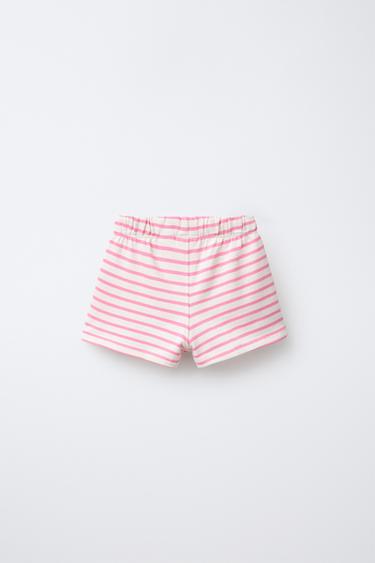 LOT DE DEUX BERMUDAS UNIES ET À RAYURES - Fuchsia de Zara - Image 2