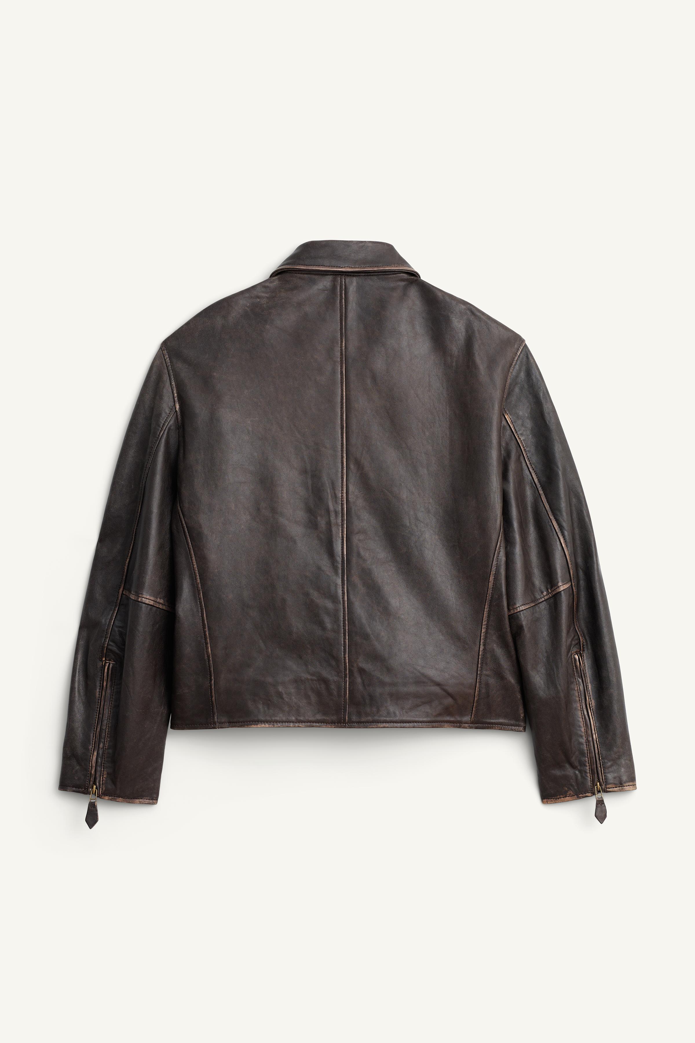 LEATHER BELTED JACKET LIMITED EDITION - Dark brown | ZARA
