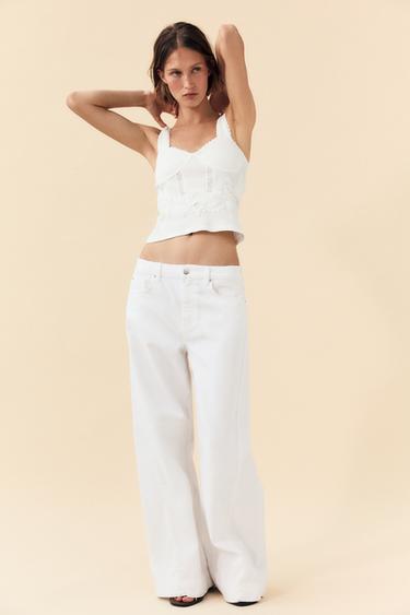 Zara LACE CORSET TOP - White - Image 0