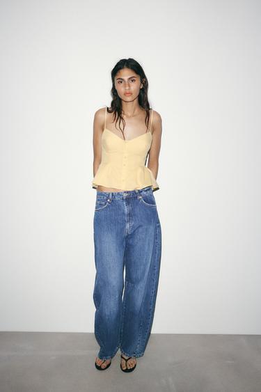 TOP PLIEGUES BOTONES - Mantequilla de Zara