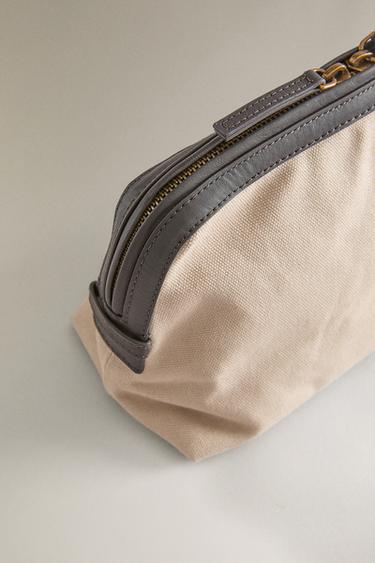 TROUSSE DE TOILETTE CANVAS CUIR - Gris taupe de Zara - Image 4