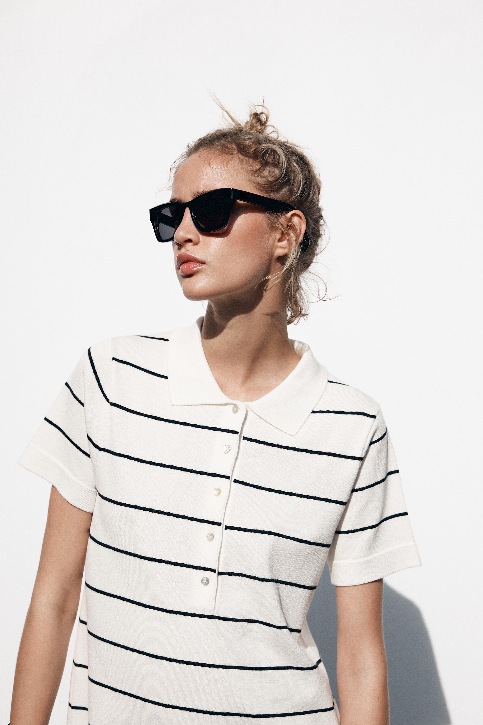 ショート ニット ストライプ ワンピース - ストライプ | ZARA