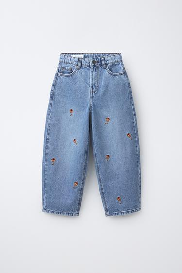 EMBROIDERED BALLOON JEANS - Blue by Zara - Image 0