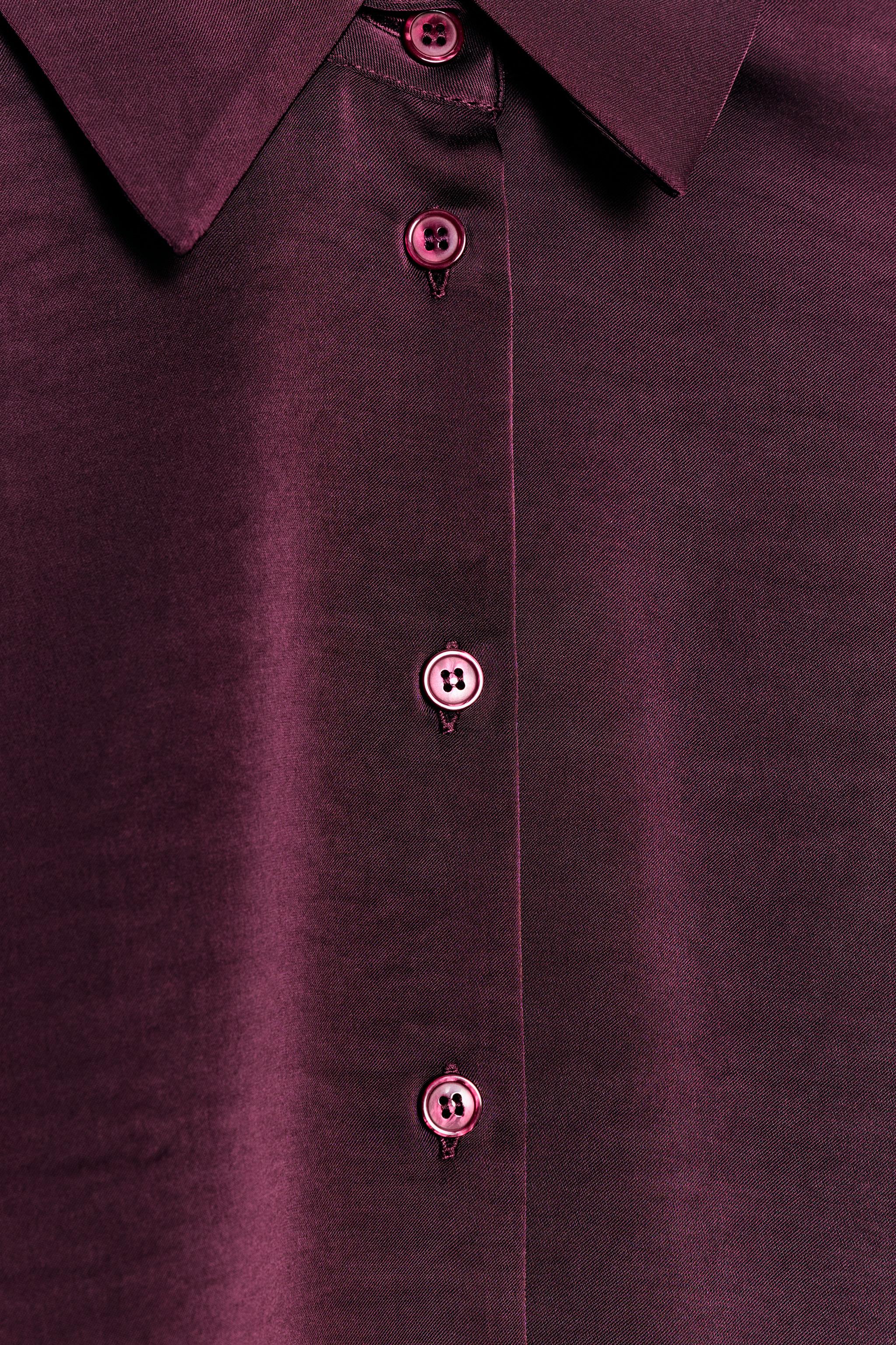 Zara - Satin Effect Balloon Shirt - Burgundy - S - Woman Zara - Satin Effect Balloon Shirt - Burgundy - S - Woman