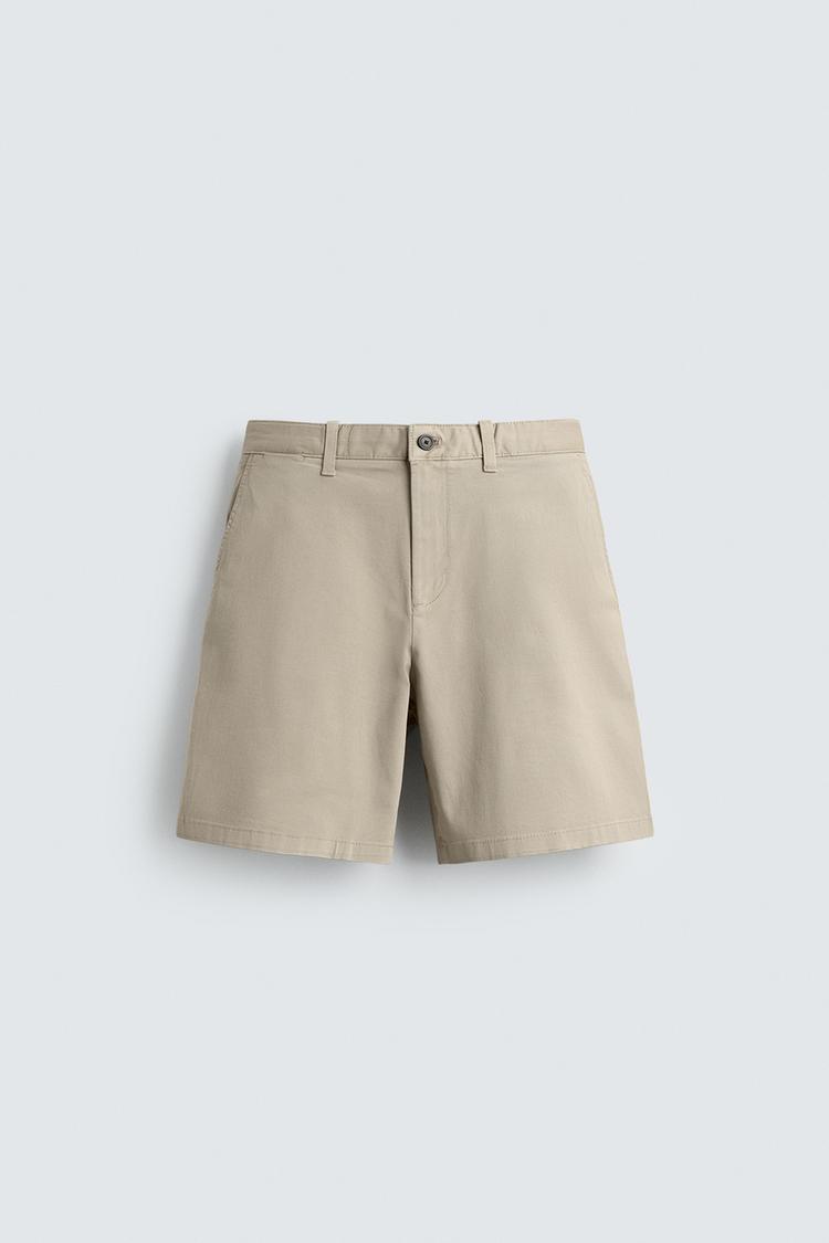 ZARA REGULAR FIT CHINO BERMUDA SHORTS