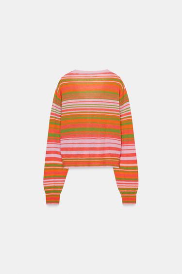 GILET EN MAILLE À RAYURES - Multicolore de Zara - Image 5