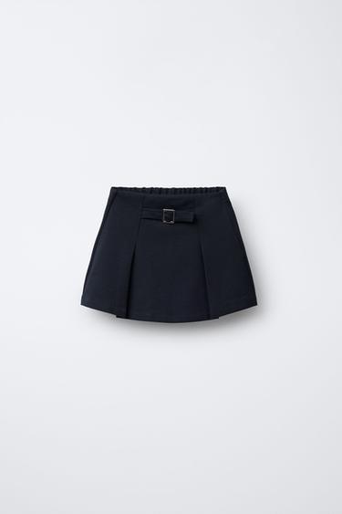 Zara BUCKLE SKORT - Navy blue