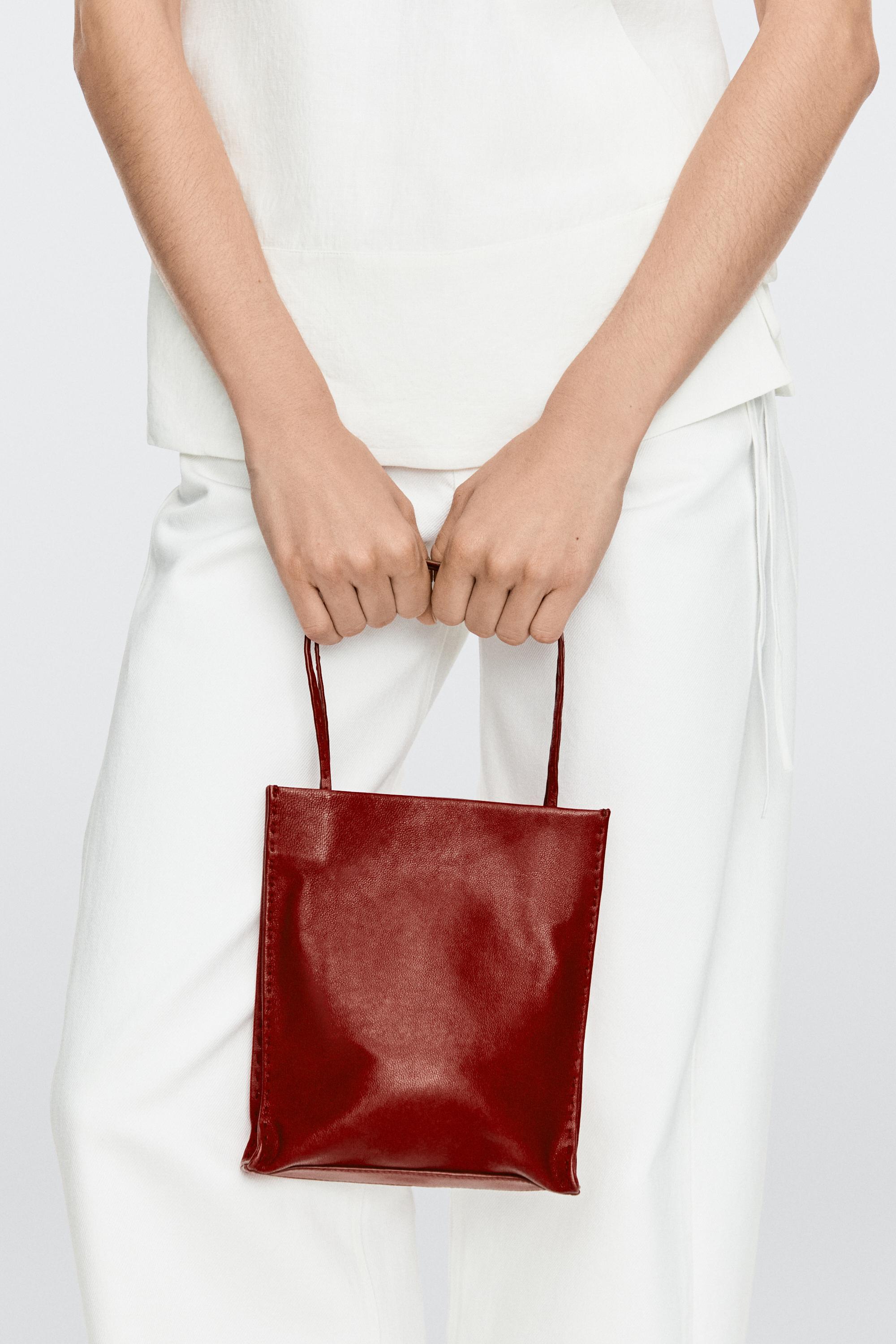 Nappa leather double compartment bag — Red / Coral