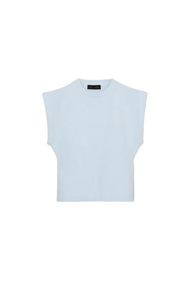 KNIT WAISTCOAT WITH DEFINED SHOULDERS - Blue by Zara