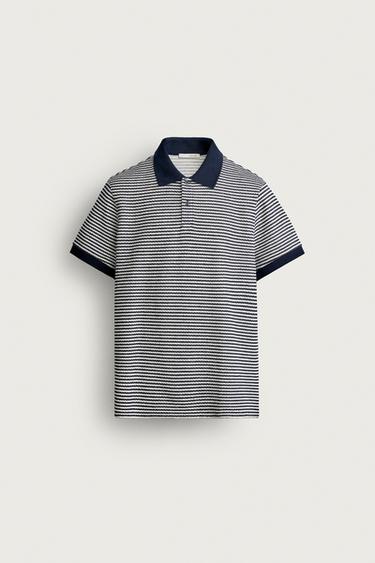 REGULAR FIT STRIPED TEXTURED POLO SHIRT - striped by Zara