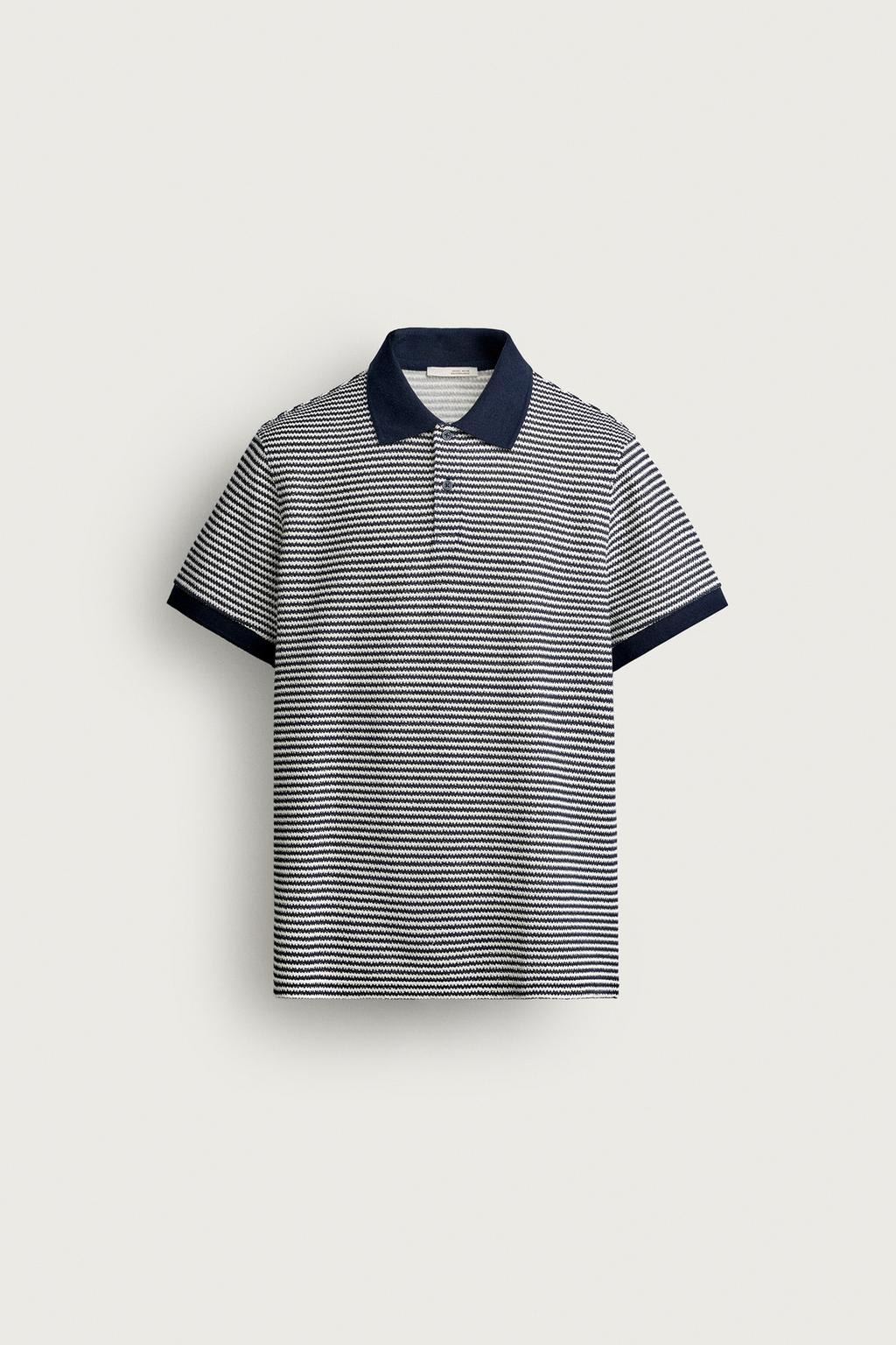 REGULAR FIT STRIPED TEXTURED POLO SHIRT
