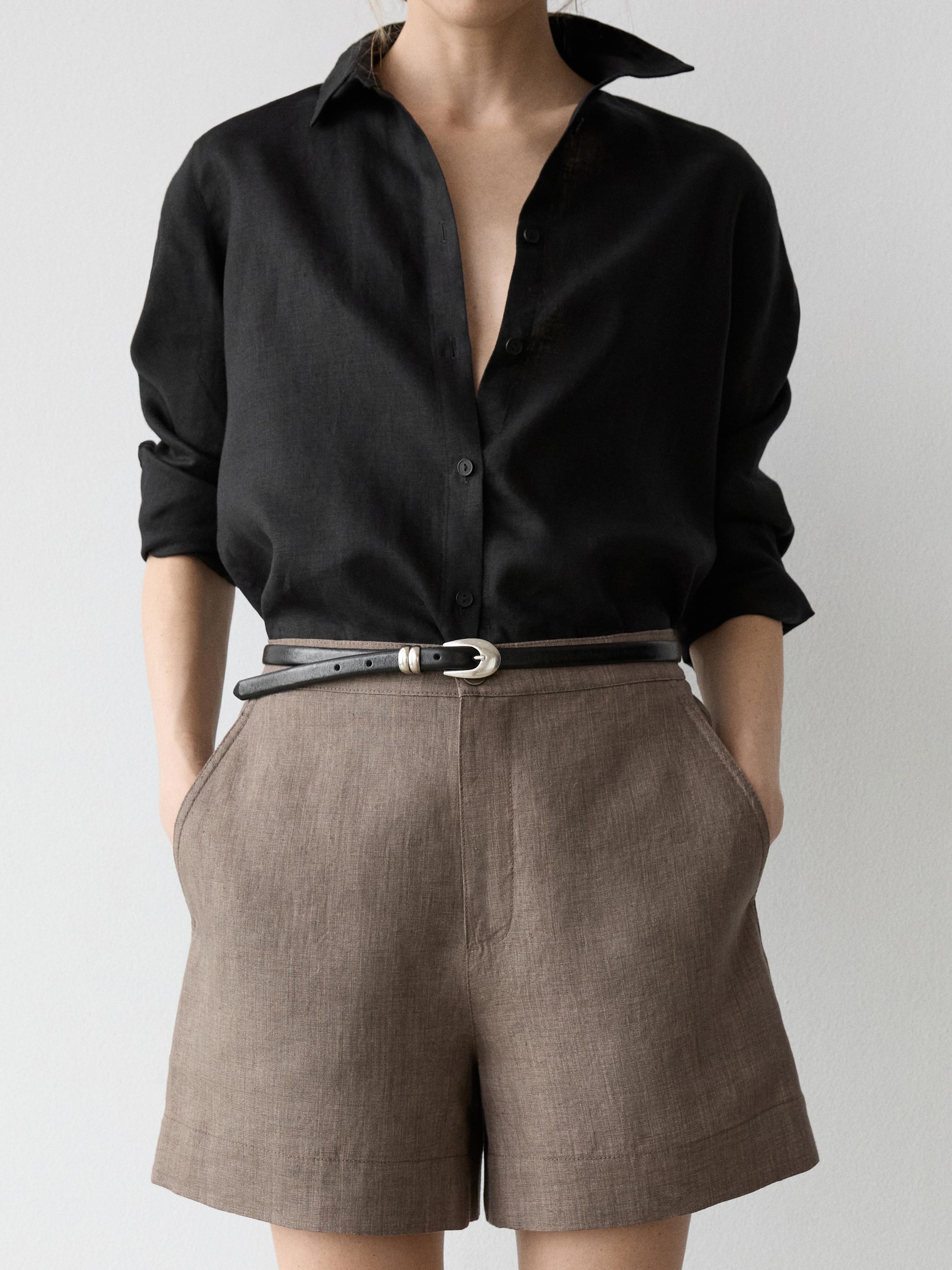 Short linen Bermuda shorts