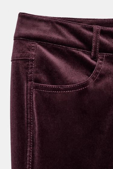 PANTALON ÉVASÉ EN VELOURS ZW COLLECTION - Bordeaux de Zara - Image 7