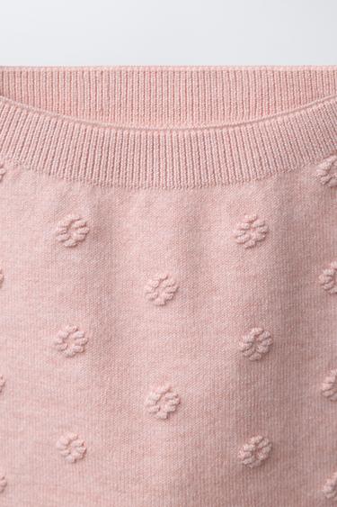 KNIT LEGGINGS WITH EMBROIDERED FLOWERS - Light pink by Zara - Image 2