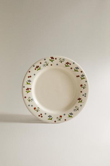 Zara KIDS' FLORAL STONEWARE PLATE - 多色