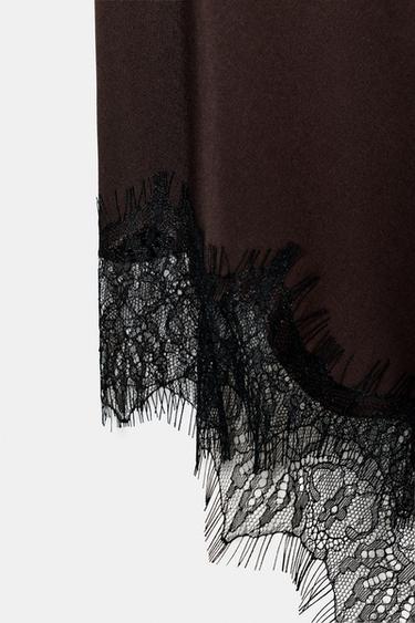 TOP ASYMÉTRIQUE AVEC DENTELLE - Marron de Zara - Image 9