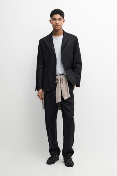Zara 100% linen suit blazer - Deep blue - Image 0