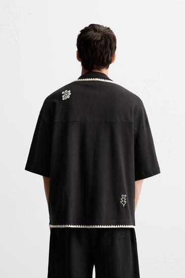 CHEMISE BRODERIES CONTRASTE - Noir de Zara - Image 2