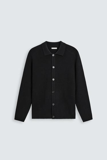Zara WOOL BLEND CARDIGAN - Black